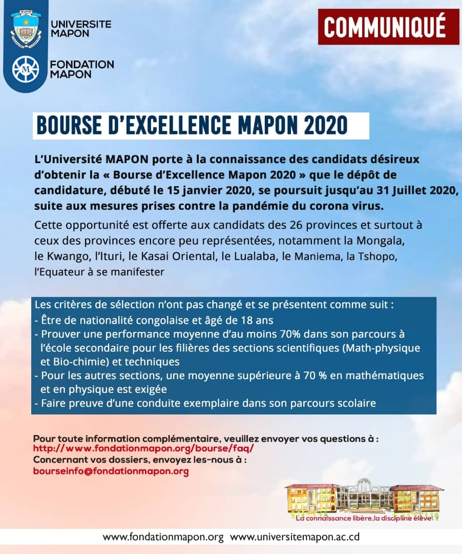 BOURSE D’EXCELLENCE MAPON 2020